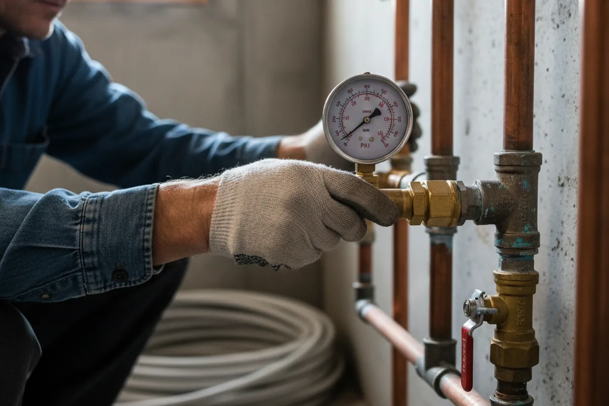 Pressure testing a repaired line during Water Line Repair in Nineveh